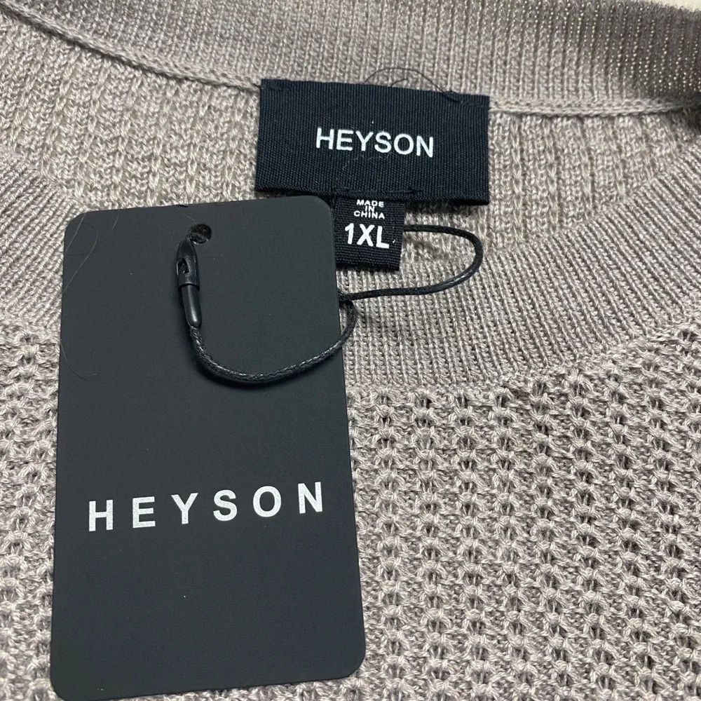 Heyson 1XL Womens NWT Taupe Knit Sweater Open‎ Weave Lightweight Layering Tunic